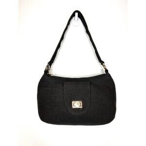 Talbots Straw Shoulder Bag Purse Chocolate Brown Gold Hardware Beach Resort